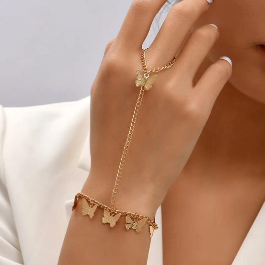 Alloy Gold Plated Modern Butterfly Charm Bracelet