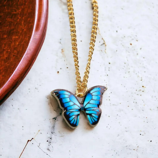 Blue Butterfly Necklace For women